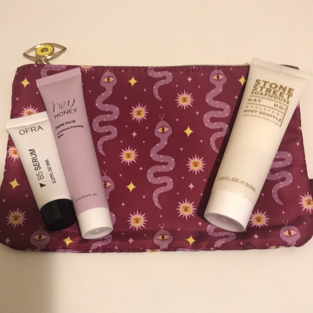 Mystic Evil Eye Snake Cosmetic Pouch With Beauty Items